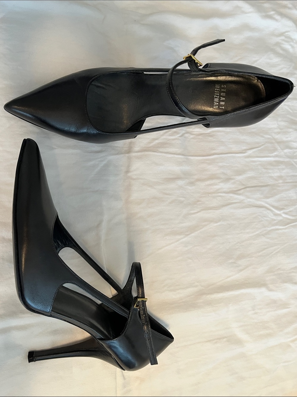 Stuart Weitzman Black Pointed Mary Jane Stiletto Pumps